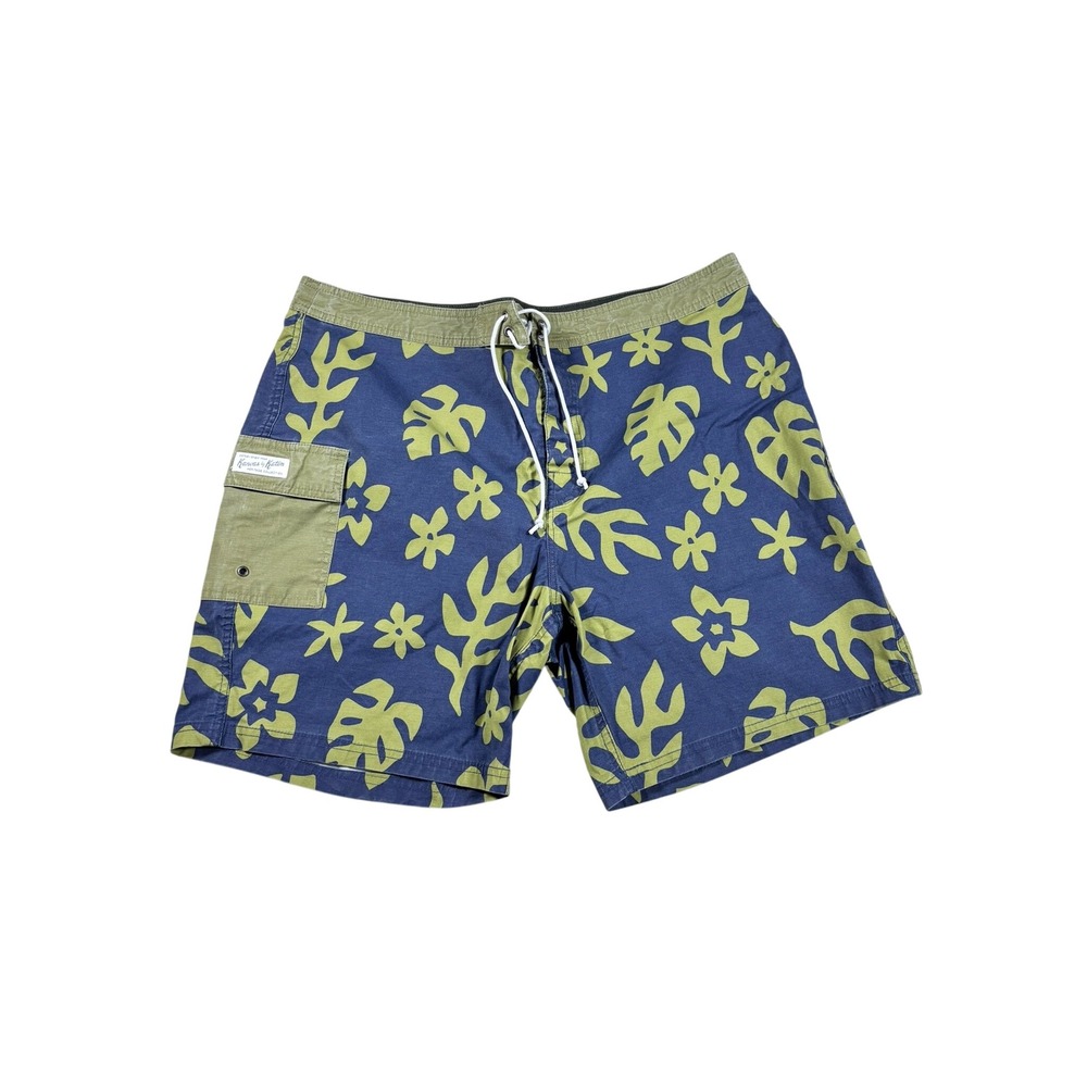 Kanvas by Katin Heritage Collection Mens 38 Board Shorts Blue Green Floral Surf